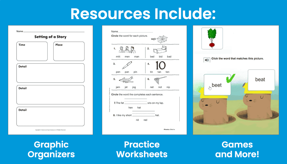 Savvas Now Literacy resources include graphic organizers, practice worksheets, games and more.